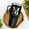 termo 30oz negro con agarradera regalo personalizado nombre en grabado laser