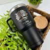 termo 30oz negro con agarradera regalo personalizado grabado laser arbol de la vida y nombre