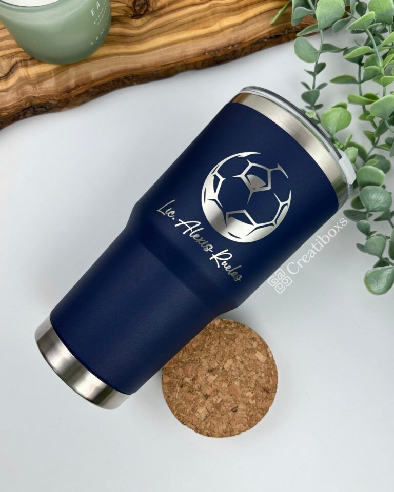 termo 30oz azul marino regalo personalizado futbol grabado laser