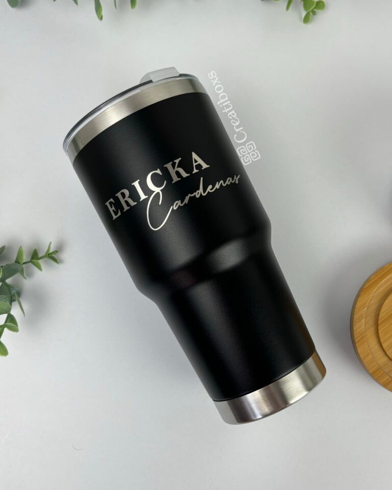 termo 30oz negro regalo personalizado con nombre grabado laser