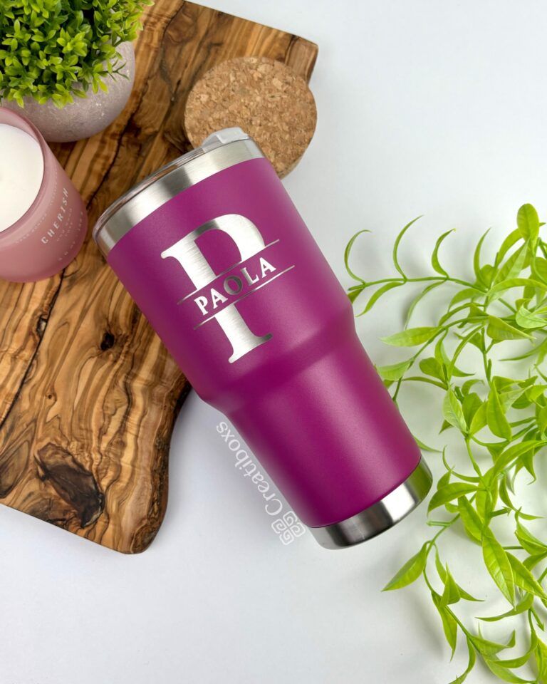 termo 30oz rosa regalo personalizado con nombre grabado laser