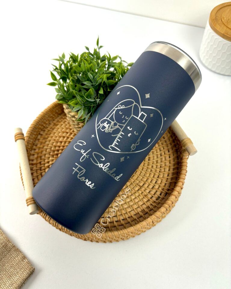 termo skinny azul 20oz regalo personalizado grabado enfermera