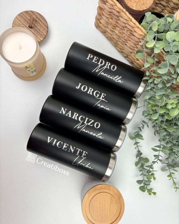 termos skinny 20oz negro regalos personalizados con nombre