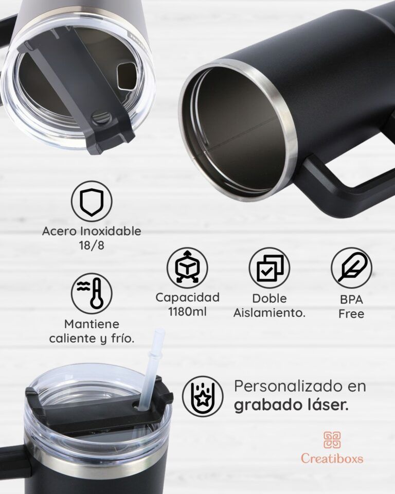 termo 40oz 1180ml características y grabado laser