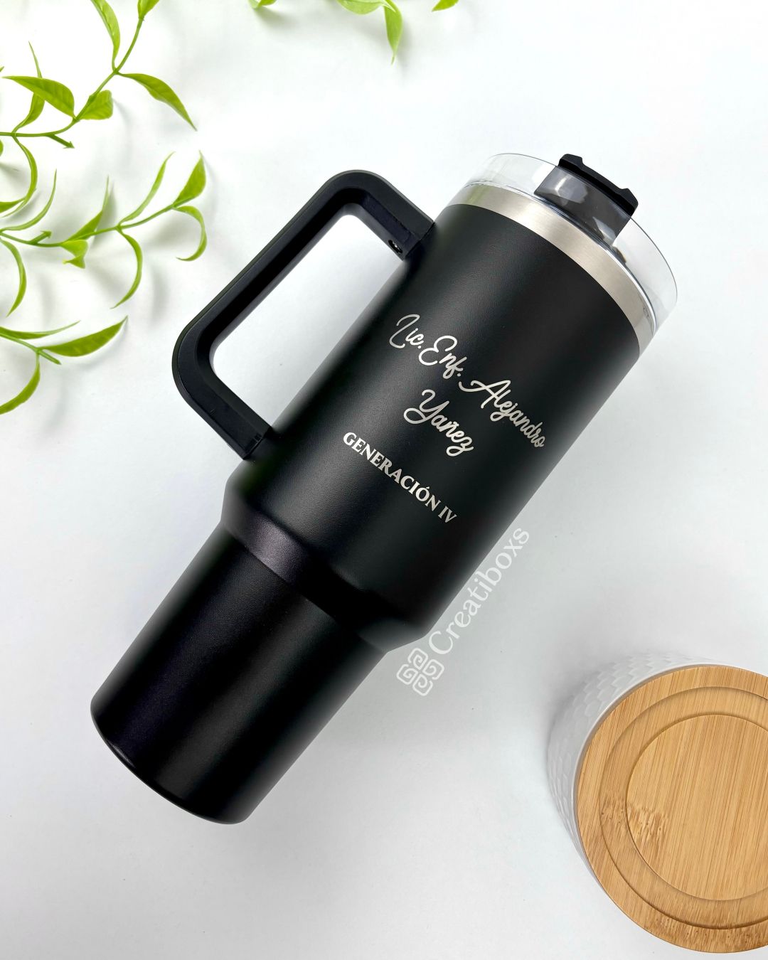 termo 40oz negro regalo personalizado en grabado laser con nombre