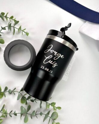 portalatas 4 en 1 color negro personalizado en grabado laser para regalo padrino novio