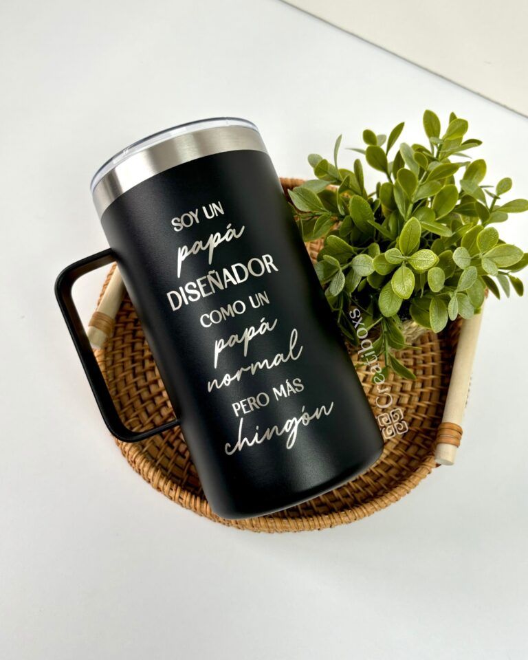 termo taza 24oz negro personalizado grabado laser regalo para papa