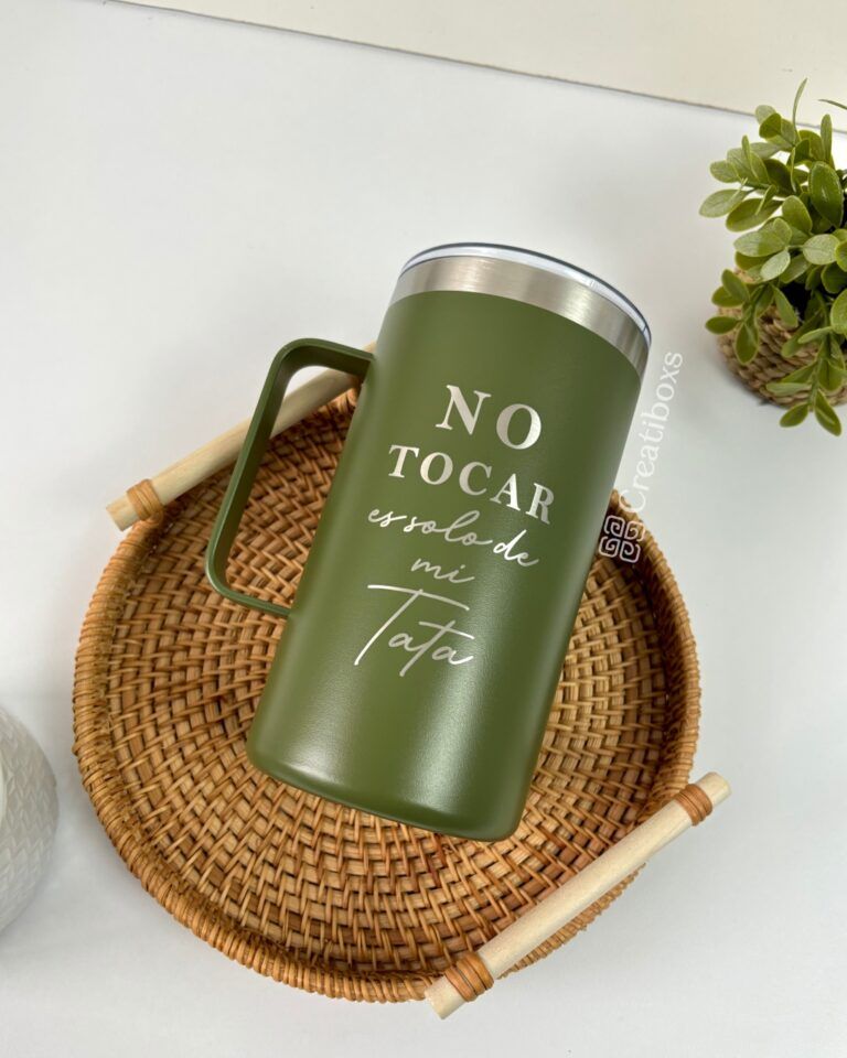 termo taza 24oz 710ml verde personalizado en grabado laser para abuelo