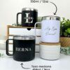 tres termos tazas personalizados 14oz 12oz blanco y negro