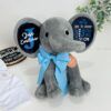 Elefante de peluche con liston azul personalizado regalo para bebe