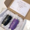 Petición para padrinos: El Kit termo clásico 590ml x2 y caja mediana personalizada incluye dos vasos personalizados en una caja personalizada con papel picado blanco y una nota impresa en el interior de la tapa, el set de regalo perfecto.