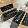 kit para padrinos con dos cajas y dos termos personalizados en color negro