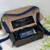regalo para peticion de padrino con caja color negro con mensaje personalizado y termo personalizado en grabado laser con nombre y palabra padrino